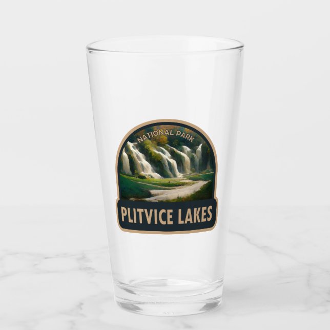 Plitvice Lakes National Park Croatia Watercolor Glass (Front)