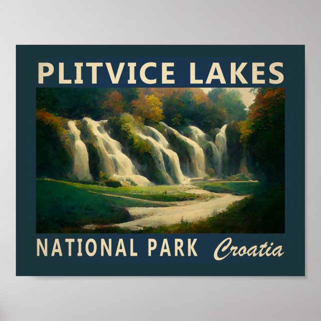 Plitvice Lakes National Park Croatia Watercolor Poster (Front)