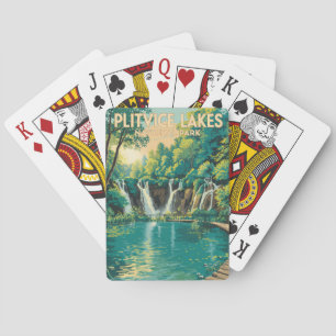 Plitvice Lakes National Park Illustration Travel Playing Cards