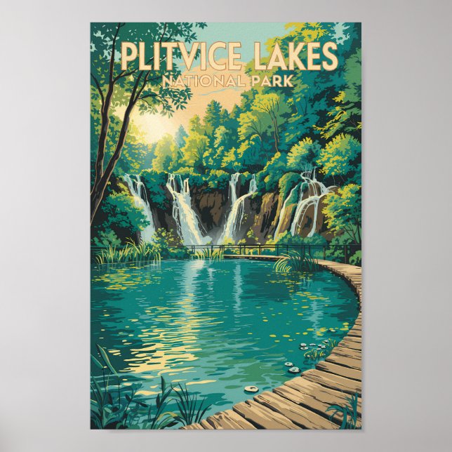 Plitvice Lakes National Park Illustration Travel Poster (Front)