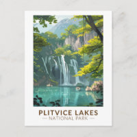 Plitvice Lakes National Park Travel Art Vintage