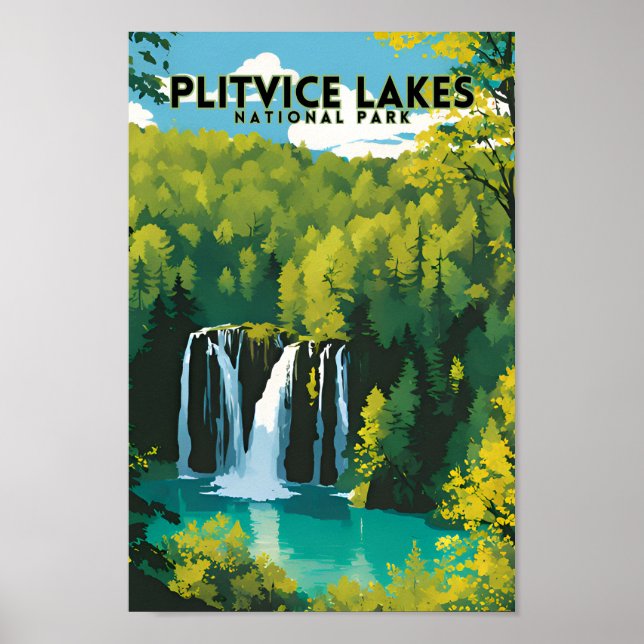Plitvice Lakes National Park Vintage Travel Poster (Front)
