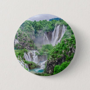 Plitvice lakes waterfall 6 cm round badge