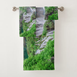 Plitvice lakes waterfall bath towel set