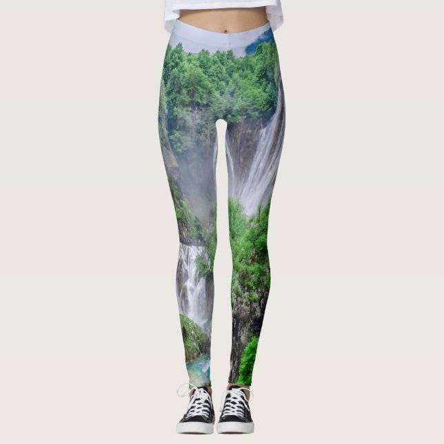 Plitvice lakes waterfall leggings (Front)