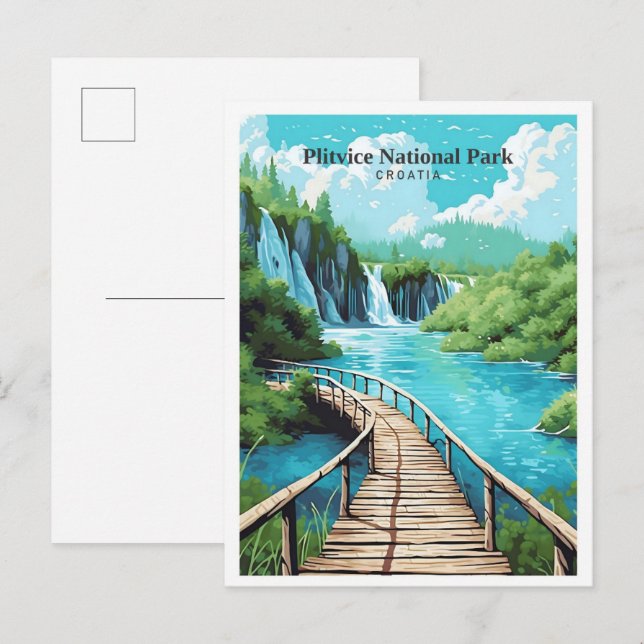 Plitvice National Park Croatia Art Vintage Travel  Postcard (Front/Back)