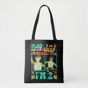 Plod Snap Retract I'm 2 Turtle Kid 2nd Birthday Tote Bag