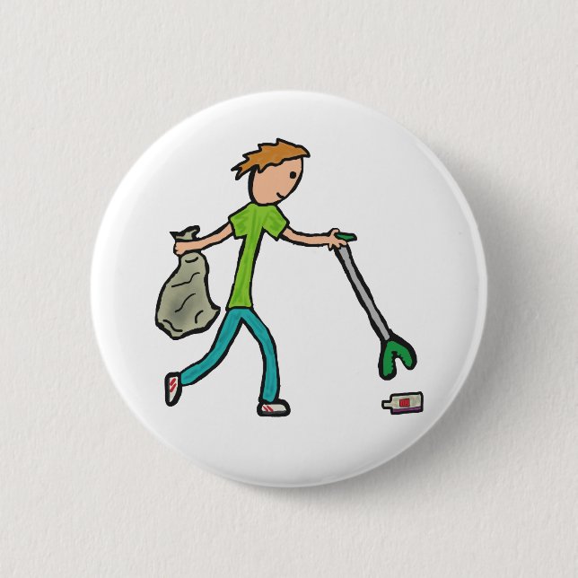 Plogging and Litter Picking 6 Cm Round Badge (Front)