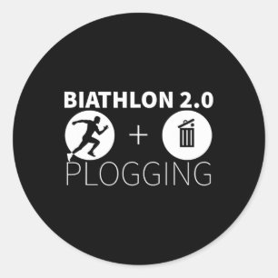 Plogging Biathlon 2.0 Jogging And Environmental Pr Classic Round Sticker