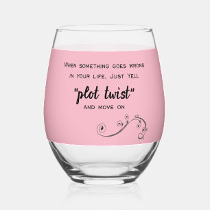 Plot Twist Button Stemless Wine Glass