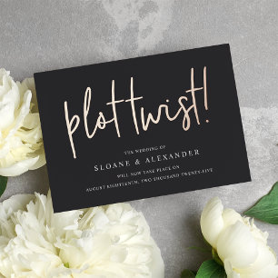 Plot Twist Modern Foil Wedding Date Change Card