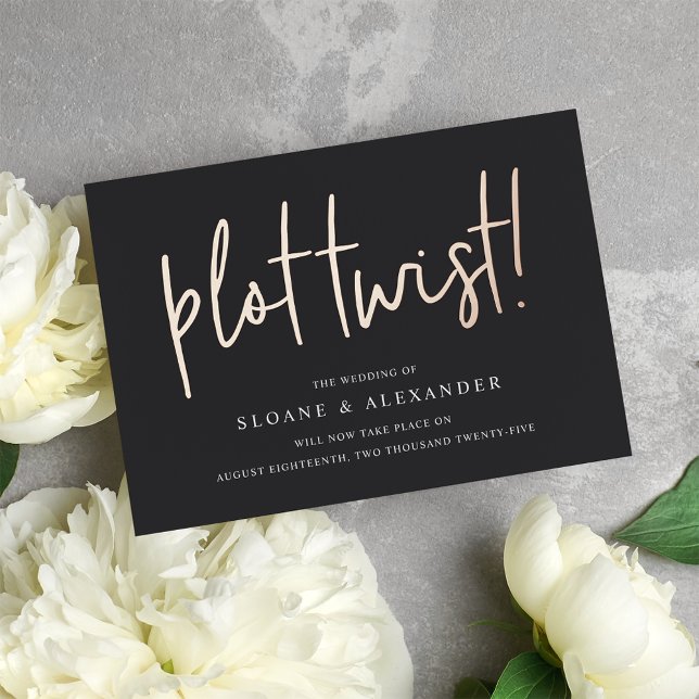 Plot Twist | Modern Foil Wedding Date Change Card (Creator Uploaded)