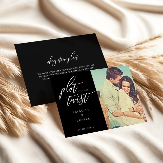 Plot Twist Modern Minimal Calligraphy & Photo Save The Date (Plot Twist Modern Minimal Calligraphy & Photo Save The Date)