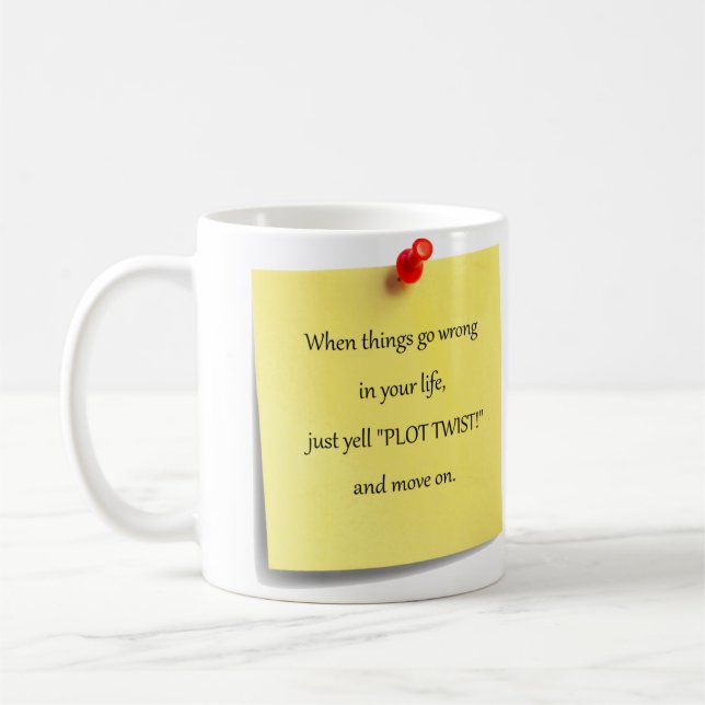Plot Twist Sticky Note Coffee Mug (Left)