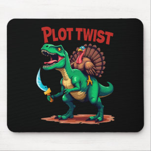 Plot Twist Turkey Riding Dinosaur T-rex Funny Than Mouse Mat