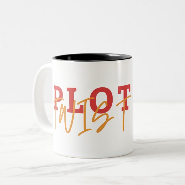 PLOT TWIST  Two-Tone COFFEE MUG (Front Left)