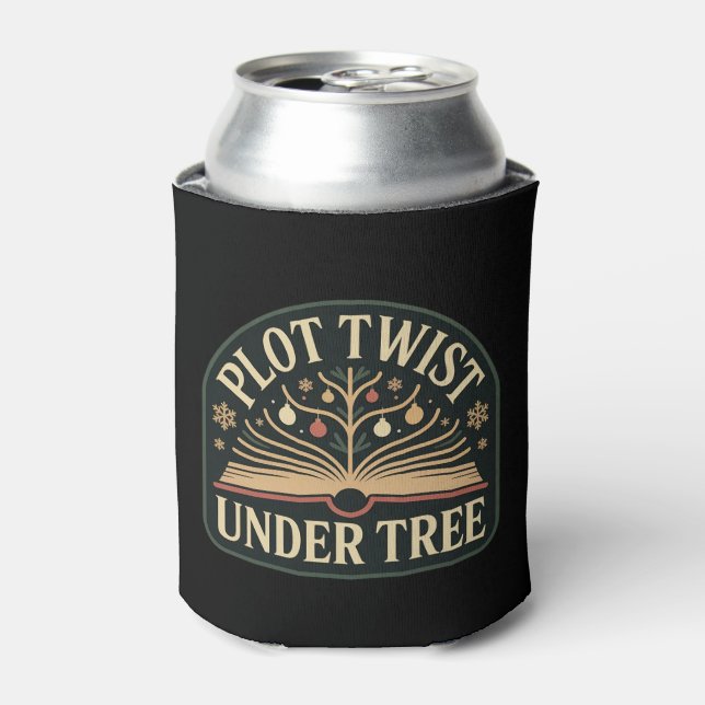 Plot Twist Under Tree Book Lover Christmas Can Cooler (Can Front)