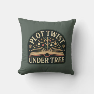Plot Twist Under Tree Christmas Book Lover Cushion