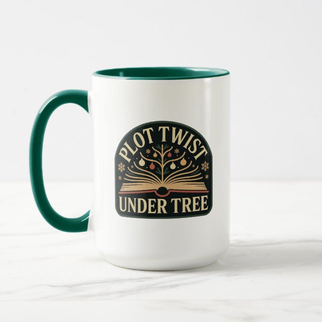 Plot Twist Under Tree Holiday Mug (Left)