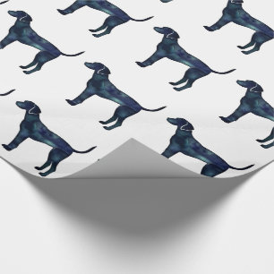 Plott Hound Black Watercolor Silhouette Wrapping Paper
