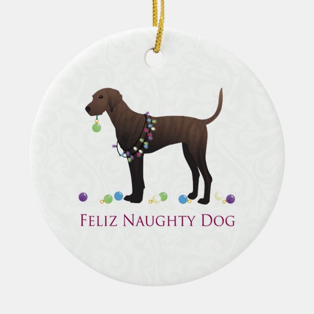 Plott Hound Christmas Ceramic Tree Decoration (Front)