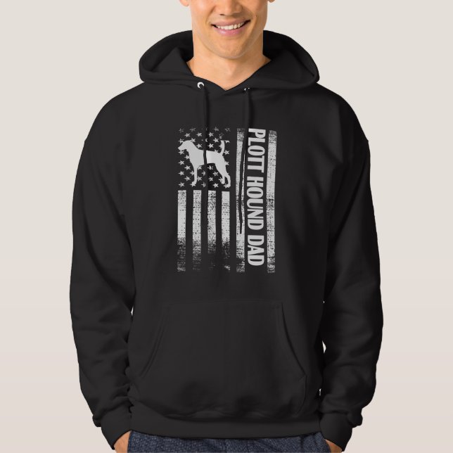 Plott Hound Dad US Flag Plott Hound Dog Owner Gift Hoodie (Front)