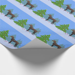 Plott Hound Decorating Tree in the Forest - Dark Wrapping Paper