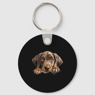 Plott Hound Dog Mum Dad Peeking Puppy Key Ring