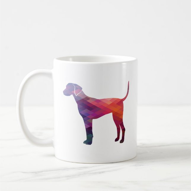 Plott Hound Geometric Pattern Silhouette Purple Coffee Mug (Left)