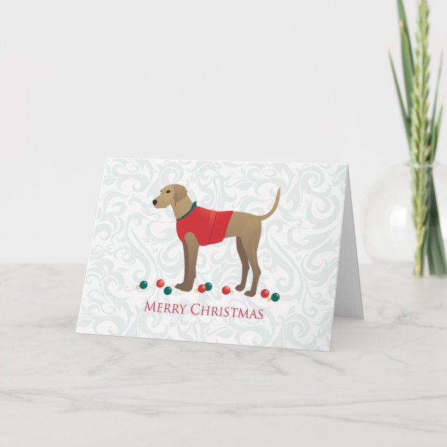 Plott Hound Hunting Dog Merry Christmas Design Holiday Card (Front)