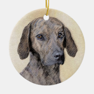Plott Painting - Cute Original Dog Art Ceramic Tree Decoration