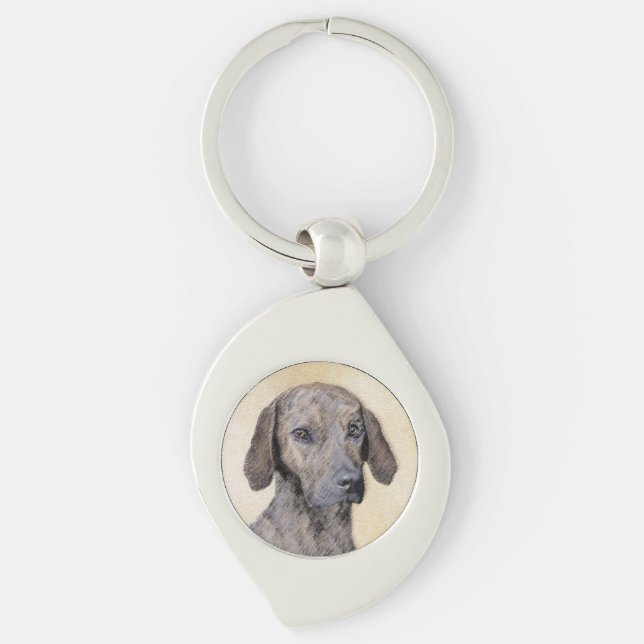 Plott Painting - Cute Original Dog Art Key Ring (Front)