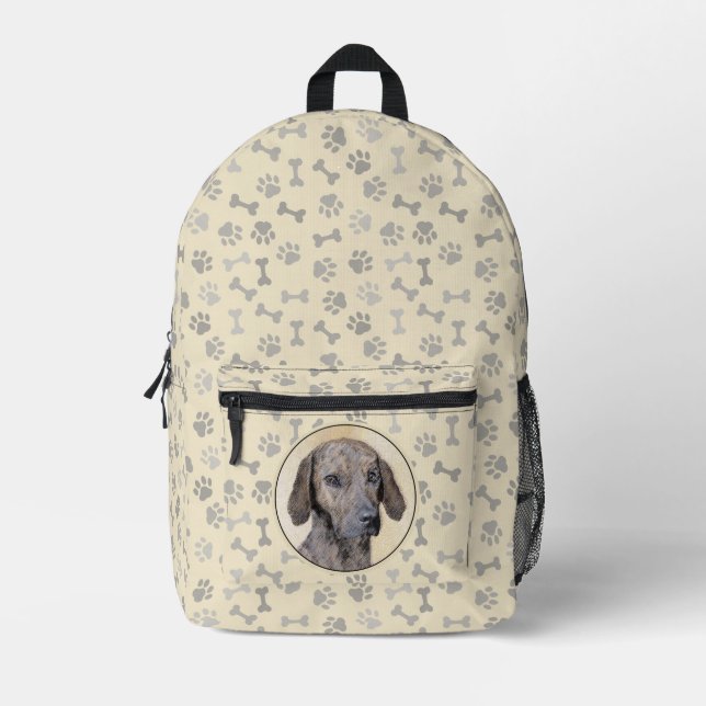 Plott Painting - Cute Original Dog Art Printed Backpack (Front)