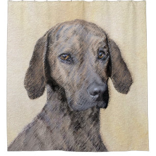 Plott Painting - Cute Original Dog Art Shower Curtain