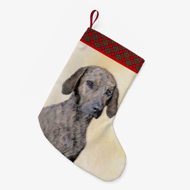 Plott Painting - Cute Original Dog Art Small Christmas Stocking (Front (Hanging))