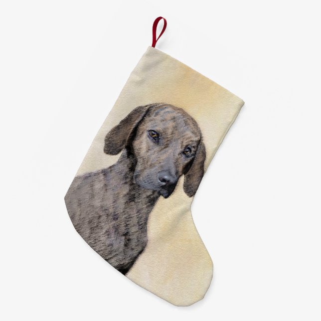 Plott Painting - Cute Original Dog Art Small Christmas Stocking (Front (Hanging))