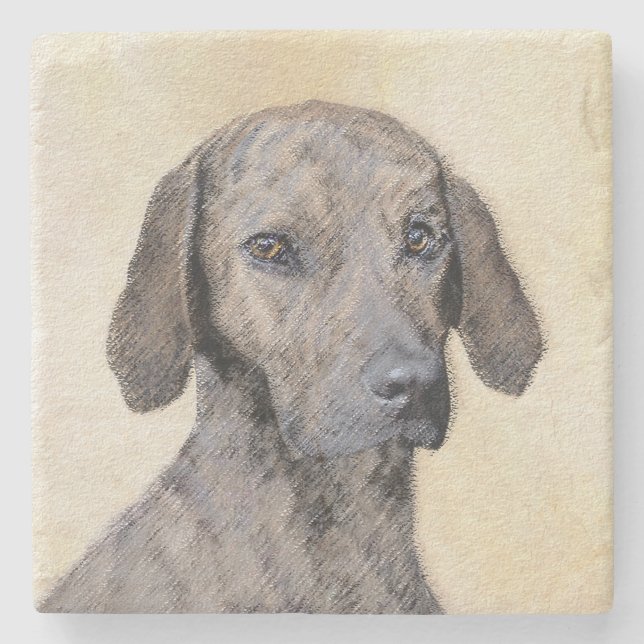 Plott Painting - Cute Original Dog Art Stone Coaster (Front)