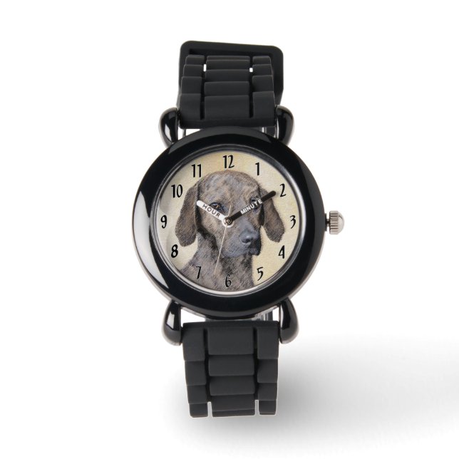 Plott Painting - Cute Original Dog Art Watch (Front)