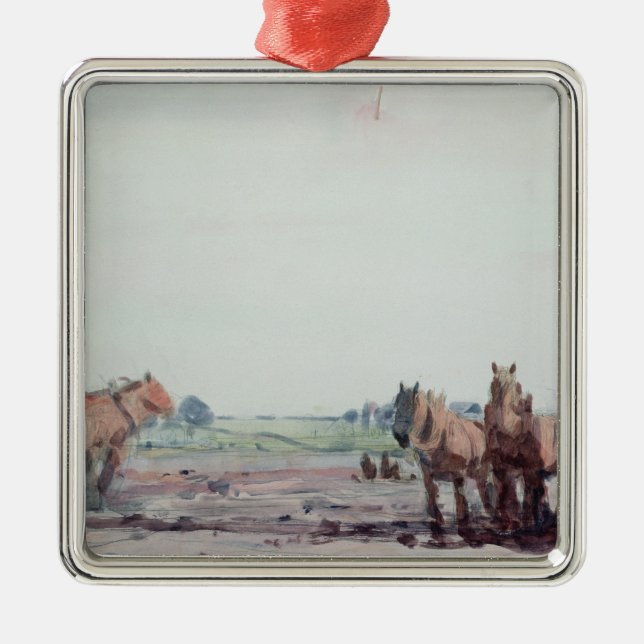 Plough Horses Metal Tree Decoration (Front)