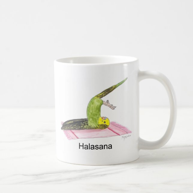 Plough pose parakeet coffee mug (Right)