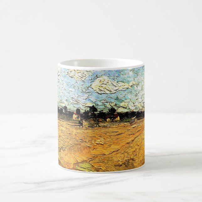 Ploughed Field (the Furrows) by Vincent van Gogh Coffee Mug (Center)
