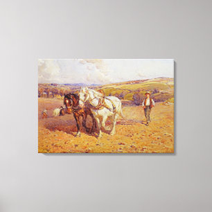 Ploughing Canvas Print
