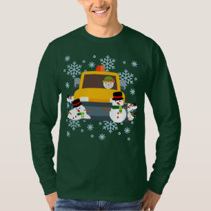 Ploughing down snowmen Winter fun T-Shirt