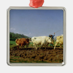 Ploughing in Nivernais, 1849 Metal Tree Decoration
