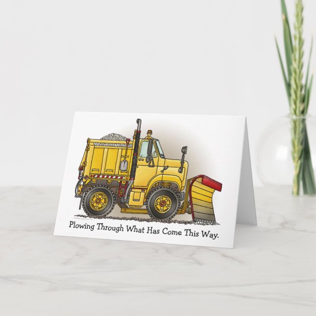 Ploughing Through Snow Plough Truck Note Card (Front)