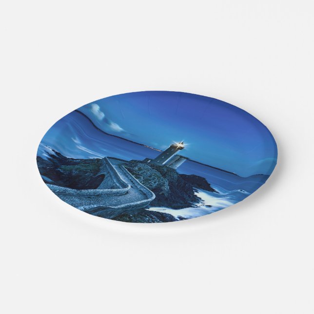 Plouzane, France - Lighthouse Paper Plate (Angled)