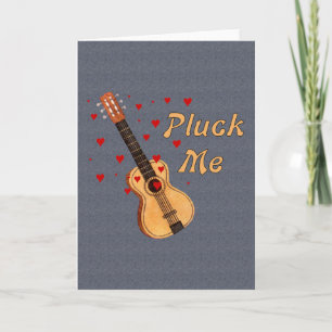 Pluck Me Valentine Guitar Holiday Card