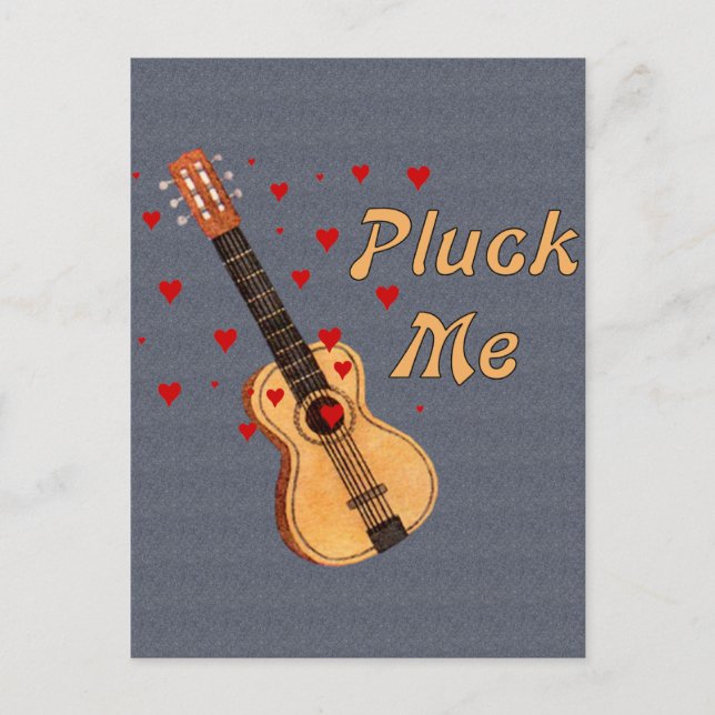 Pluck Me Valentine Guitar Holiday Postcard (Front)