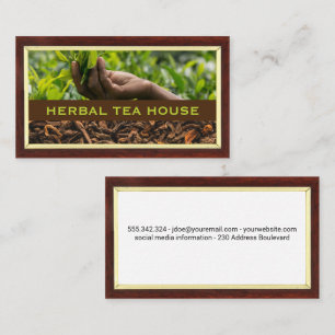 Plucking Tea Leave   Wood Border Business Card