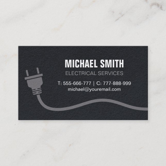 Plug and Wire Electrician Electrical Texture Business Card (Front)